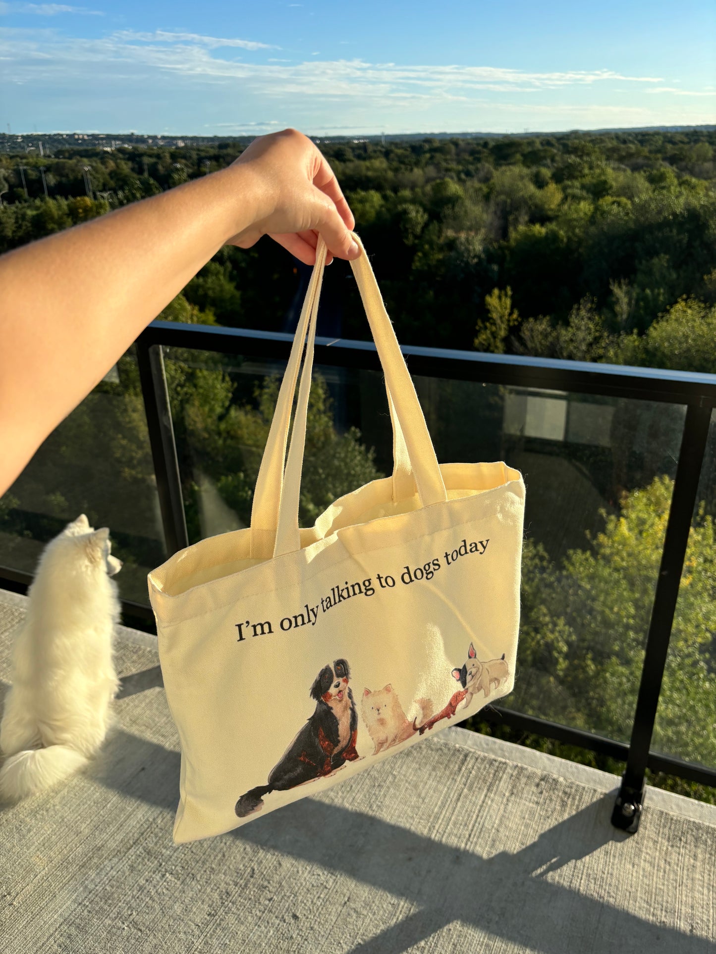 «I’m only talking to dogs today» Sac fourre-tout